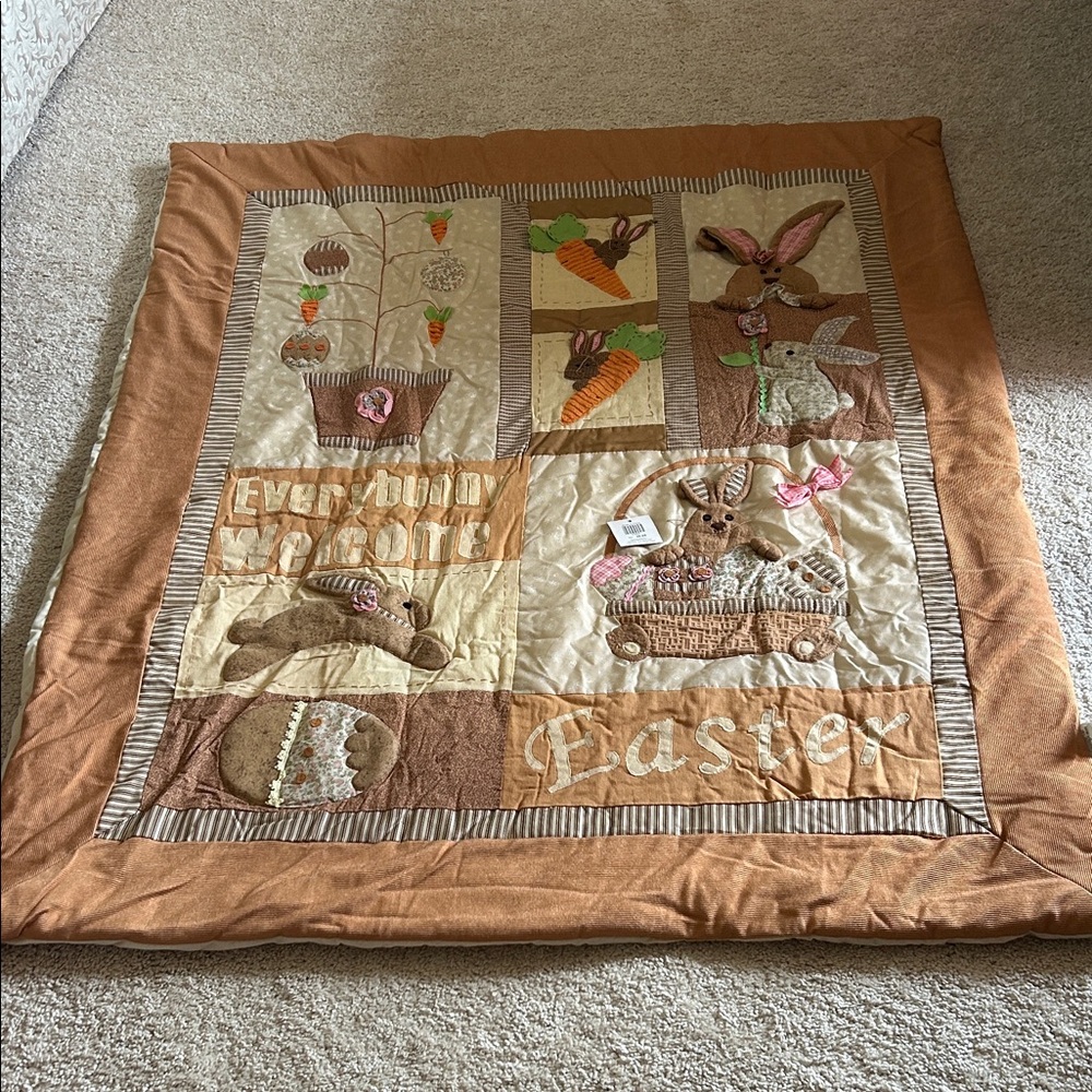 Easter Themed Brown and Tan Quilt